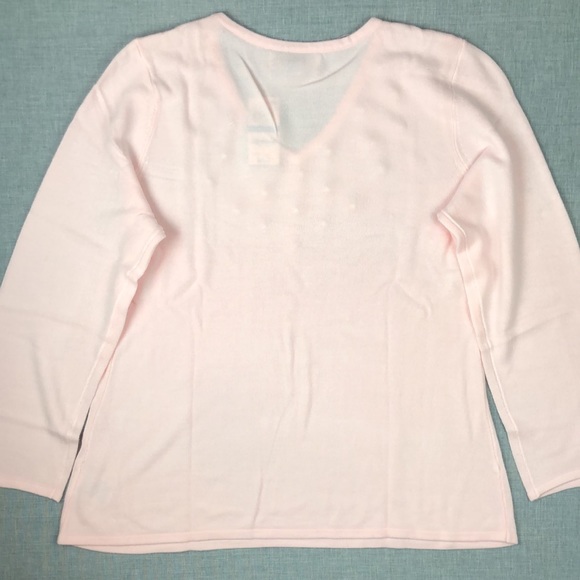 Pink V Neck Pearl Detail Pullover Sweater Size XL & Plus XXL - Picture 5 of 5